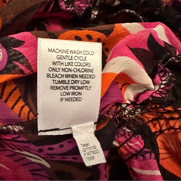 Pure Energy sz L Womens Flowy Pheasant‎ Shirt Top Blouse Sheer Grannycore Floral - Picture 4 of 5